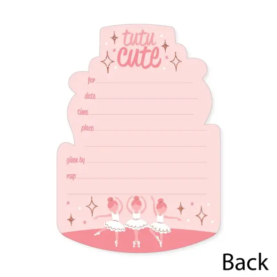 Big Dot of Happiness Tutu Cute Ballerina - Shaped Fill-In Invites - Ballet Birthday Party or Baby Shower Invitation Cards with Envelopes - Set of 12 {6}