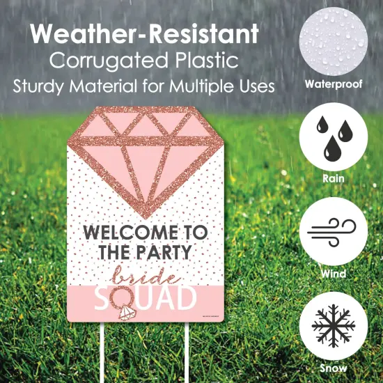 Big Dot of Happiness Bride Squad - Party Decorations - Rose Gold Bridal Shower or Bachelorette Party Welcome Yard Sign {4}