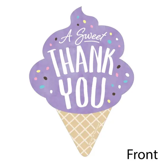 Big Dot of Happiness Scoop Up the Fun - Ice Cream - Shaped Thank You Cards - Sprinkles Party Thank You Note Cards with Envelopes - Set of 12 {4}