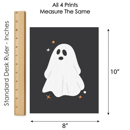 Big Dot of Happiness Spooky Ghost - Unframed Ghouls Halloween Linen Paper Wall Art - Set of 4 - Artisms - 8 x 10 inches {7}