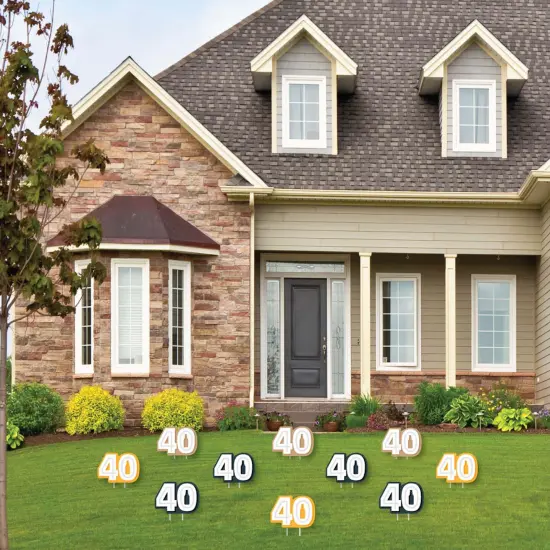 Big Dot of Happiness Cheers and Beers to 40 Years - Forty Shaped Lawn Decorations - Outdoor 40th Birthday Party Yard Decorations - 10 Piece {3}