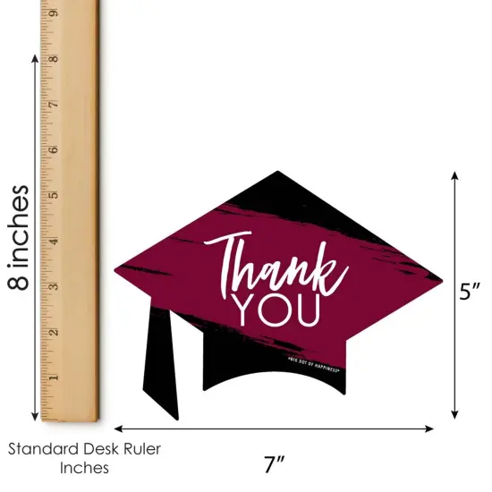 Big Dot of Happiness Maroon Grad - Best is Yet to Come - Shaped Thank You Cards - Burgundy Grad Party Thank You Note Cards with Envelopes - Set of 12 {7}