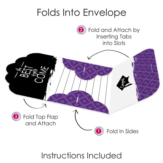 Big Dot of Happiness Purple Grad - Best is Yet to Come - Fill-In Cards - Purple Graduation Party Fold and Send Invitations - Set of 8 {6}