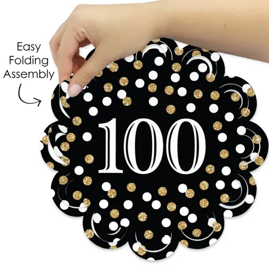 Big Dot of Happiness Adult 100th Birthday - Gold - Birthday Party Round Table Decorations - Paper Chargers - Place Setting For 12 {6}
