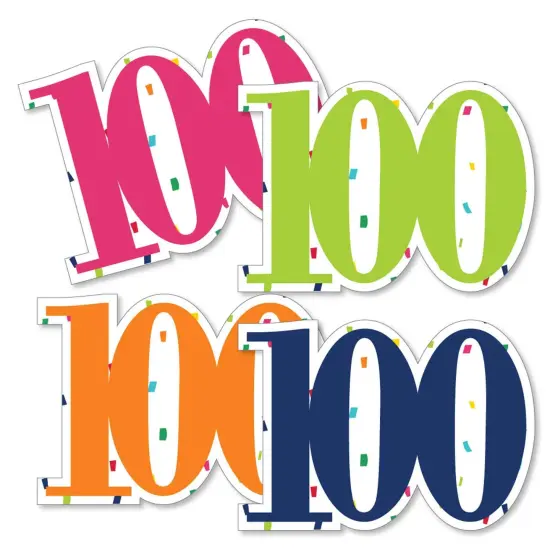 Big Dot of Happiness 100th Birthday - Cheerful Happy Birthday - One Hundred Shaped Decorations DIY Colorful Birthday Party Essentials - Set of 20 {3}