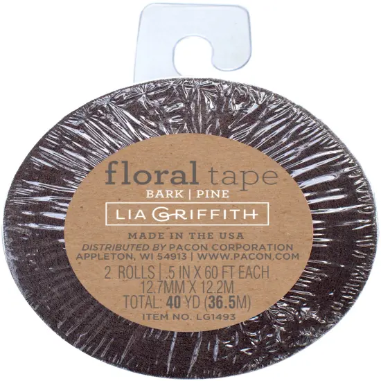 Lia Griffith Extra Fine Crepe Floral Tape .5"X60' 2/Pkg-Bark/Pine {1}