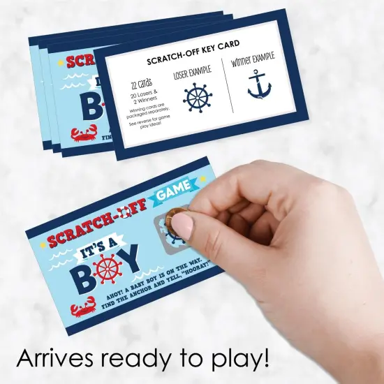 Big Dot of Happiness Ahoy It's a Boy - Nautical Baby Shower Game Scratch Off Cards - 22 Count {3}