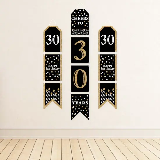 Big Dot of Happiness Adult 30th Birthday - Gold - Hanging Vertical Paper Door Banners - Birthday Party Wall Decoration Kit - Indoor Door Decor {4}