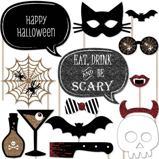 Big Dot of Happiness Spooktacular - Eat, Drink and Be Scary Halloween Party Photo Booth Props Kit - 20 Count {1}