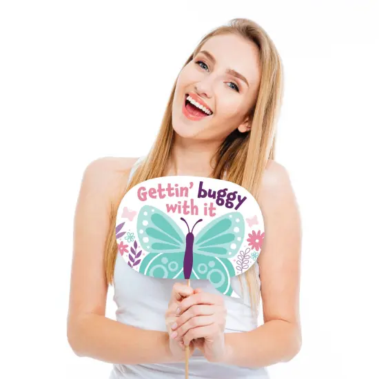 Big Dot of Happiness Funny Beautiful Butterfly - Floral Baby Shower or Birthday Party Photo Booth Props Kit - 10 Piece {3}