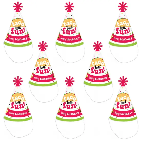 Big Dot of Happiness Taco &lsquo;Bout Fun - Cone Happy Birthday Party Hats for Kids and Adults - Set of 8 (Standard Size) {7}