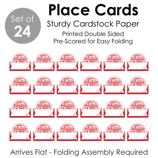 Big Dot of Happiness Happy Valentine&rsquo;s Day - Valentine Hearts Party Tent Buffet Card - Table Setting Name Place Cards - Set of 24 {7}