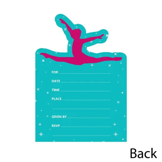 Big Dot of Happiness Tumble, Flip & Twirl - Gymnastics - Shaped Fill-in Invites - Birthday or Gymnast Party Invite Cards with Envelopes - Set of 12 {4}