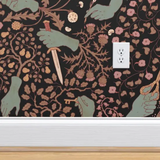 Peel & Stick Wallpaper 2FT Wide Spooky Gothic Halloween Creepy Fairytale Witchy Botanical Custom Removable Wallpaper by Spoonflower {4}