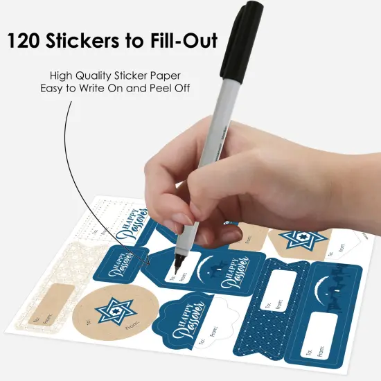 Big Dot of Happiness Happy Passover - Assorted Pesach Jewish Holiday Party Gift Tag Labels - To and From Stickers - 12 Sheets - 120 Stickers {4}