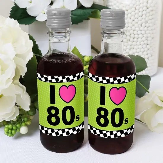 Big Dot of Happiness 80's Retro - Mini Wine and Champagne Bottle Label Stickers - Totally 1980s Party Favor Gift for Women and Men - Set of 16 {6}