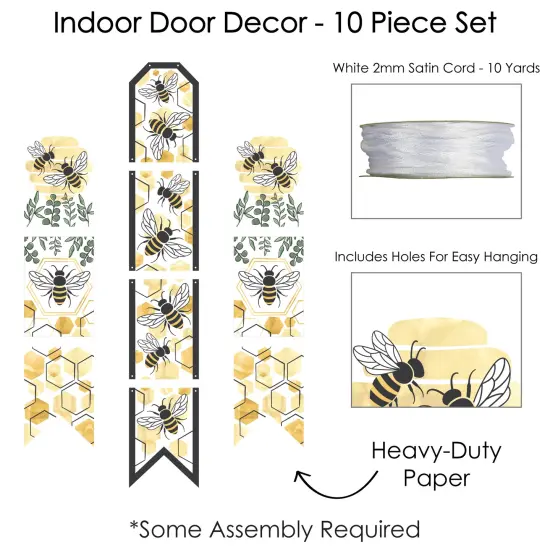 Big Dot of Happiness Little Bumblebee - Hanging Vertical Paper Door Banners - Bee Baby Shower or Birthday Party Wall Decoration Kit Indoor Door Decor {6}