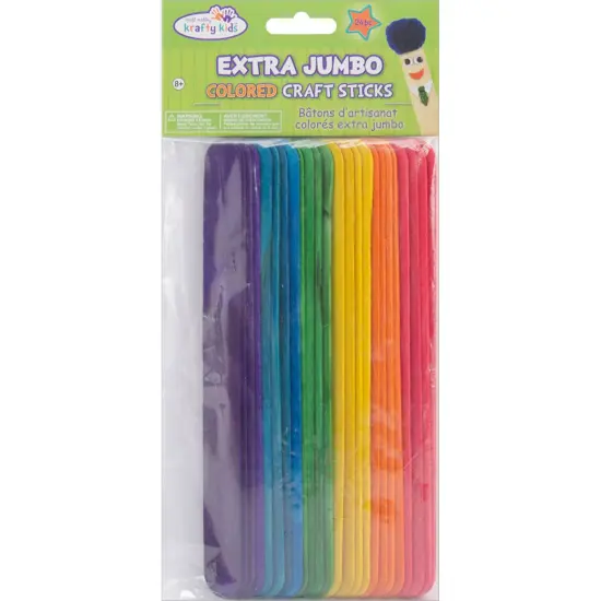 Krafty Kids Extra Jumbo Craft Sticks-Colored 7.875" 24/Pkg {1}