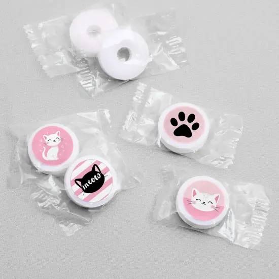 Big Dot of Happiness Purr-fect Kitty Cat - Baby Shower or Birthday Party Round Candy Sticker Favors - Labels Fits Chocolate Candy (1 Sheet of 108) {4}