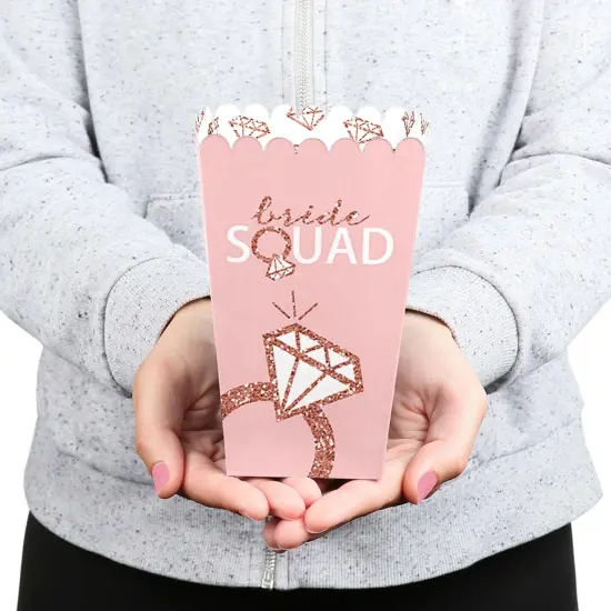 Big Dot of Happiness Bride Squad - Rose Gold Bridal Shower or Bachelorette Party Favor Popcorn Treat Boxes - Set of 12 {7}