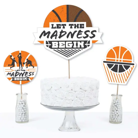 Big Dot of Happiness Basketball - Let The Madness Begin - College Basketball Party Centerpiece Sticks - Table Toppers - Set of 15 {4}
