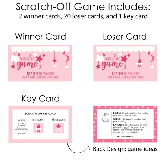 Big Dot of Happiness It's a Girl - Pink Baby Shower Game Scratch Off Cards - 22 Count {6}