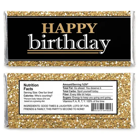 Big Dot of Happiness Adult Happy Birthday - Gold - Candy Bar Wrappers Birthday Party Favors - Set of 24 {3}