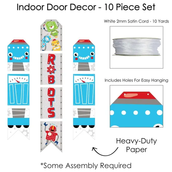 Big Dot of Happiness Gear Up Robots - Hanging Vertical Paper Door Banners - Birthday Party or Baby Shower Wall Decoration Kit - Indoor Door Decor {6}