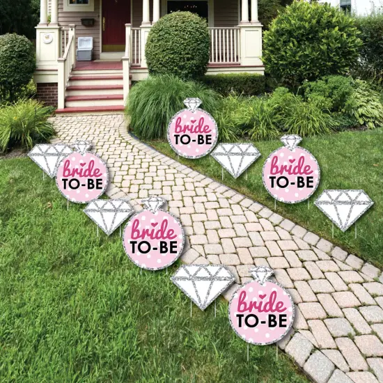 Big Dot of Happiness Bride-to-Be - Diamond Ring Lawn Decorations - Outdoor Classy Bachelorette Party or Bridal Shower Yard Decorations - 10 Piece {1}