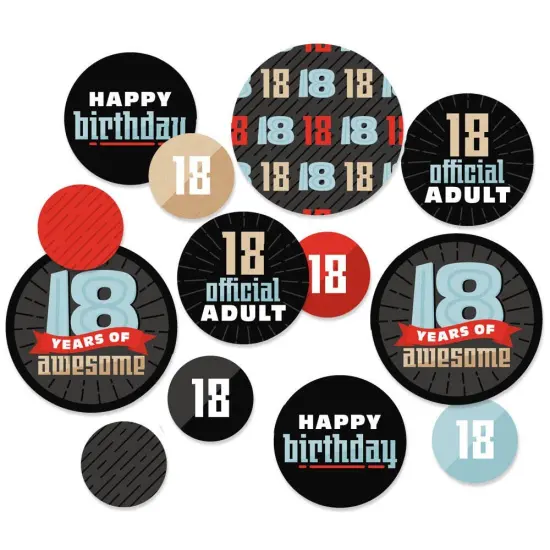 Big Dot of Happiness Boy 18th Birthday - Eighteenth Birthday Party Giant Circle Confetti - Party Decorations - Large Confetti 27 Count {1}