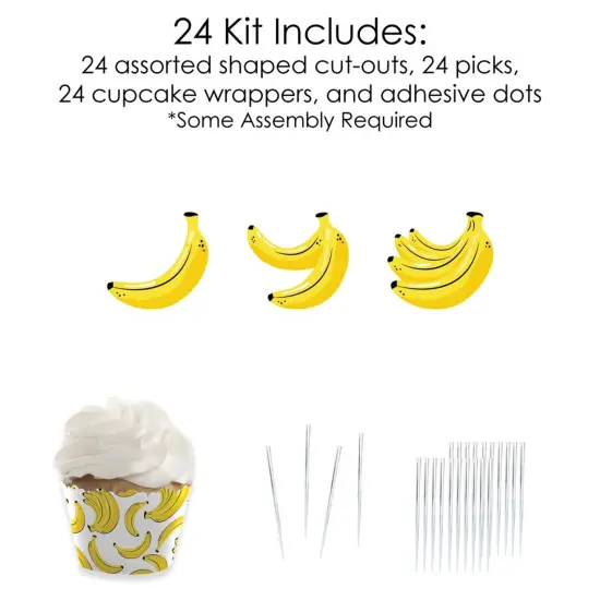 Big Dot of Happiness Let's Go Bananas - Cupcake Decoration - Tropical Party Cupcake Wrappers and Treat Picks Kit - Set of 24 {6}