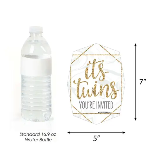 Big Dot of Happiness It's Twins - Shaped Fill-in Invitations - Gold Twins Baby Shower Invitation Cards with Envelopes - Set of 12 {6}