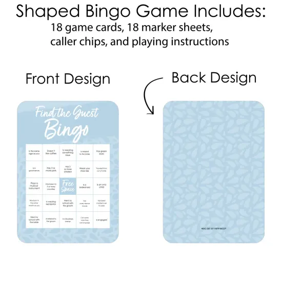 Big Dot of Happiness Dusty Blue Elegantly Simple - Find the Guest Bingo Cards and Markers - Wedding & Bridal Shower Bingo GameSet of 18 {4}