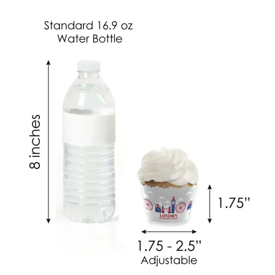 Big Dot of Happiness Cheerio, London - Cupcake Decoration - British UK Party Cupcake Wrappers and Treat Picks Kit - Set of 24 {7}