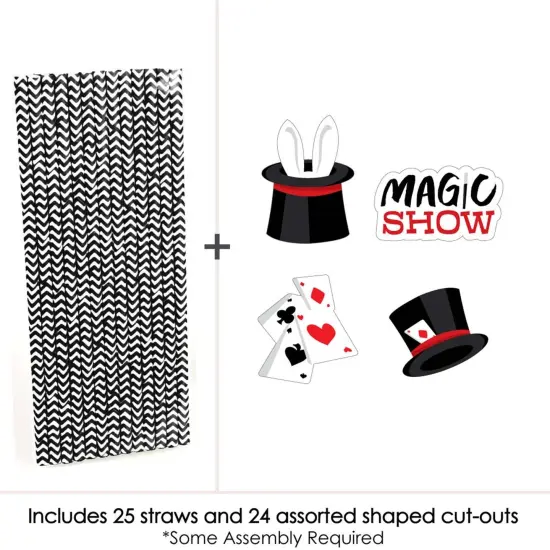 Big Dot of Happiness Ta-Da, Magic Show - Paper Straw Decor - Magical Birthday Party Striped Decorative Straws - Set of 24 {4}