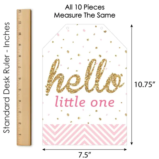 Big Dot of Happiness Hello Little One - Pink and Gold - Hanging Vertical Paper Door Banners - Girl Baby Shower Wall Decoration Kit - Indoor Door Decor {7}