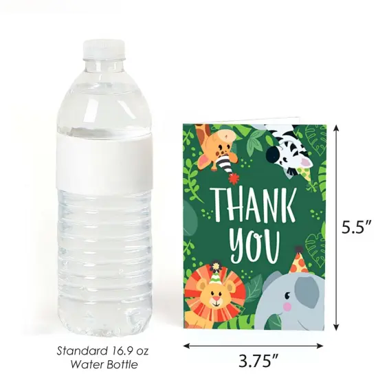 Big Dot of Happiness Jungle Party Animals - Safari Zoo Animal Birthday Party or Baby Shower Thank You Cards (8 count) {4}