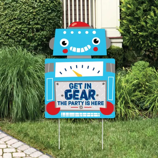 Big Dot of Happiness Gear Up Robots - Party Decorations - Birthday Party or Baby Shower Welcome Yard Sign {1}