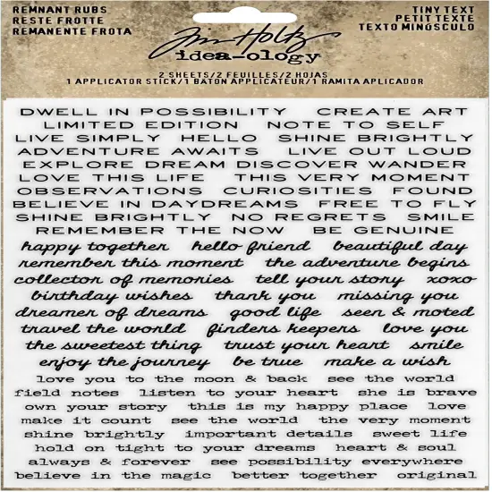 Idea-Ology Remnant Rubs Rub-Ons 4.75"X7.75" 2/Pkg-Tiny Text {1}