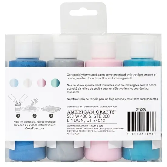 American Crafts Color Pour Pre-Mixed Paint Kit 4/Pkg-Opal Flux {3}