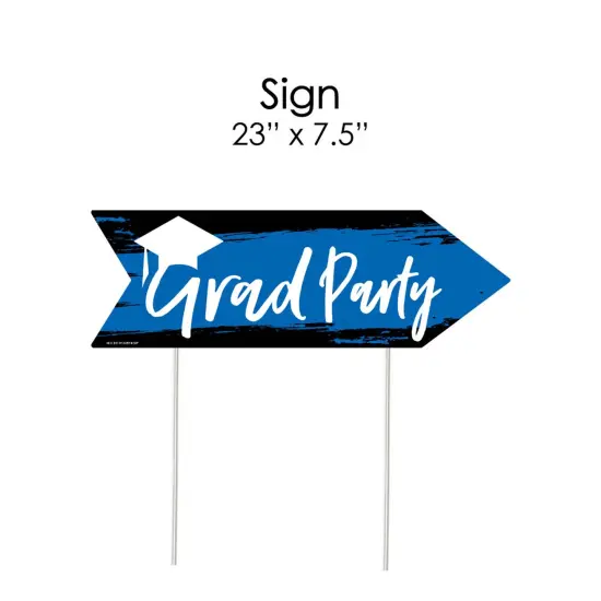 Big Dot of Happiness Arrow Blue Graduation Party Direction Signs - Double Sided Outdoor Yard Signs - Set of 6 {7}