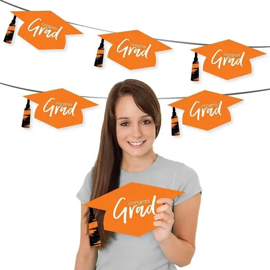 Big Dot of Happiness Orange Graduation Hat Decorations - DIY Large Party Essentials - 20 Count {3}