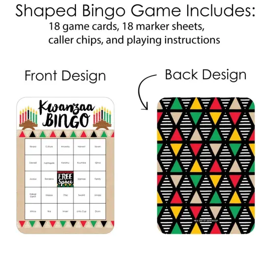 Big Dot of Happiness Happy Kwanzaa - Bingo Cards and Markers - Party Bingo Game - Set of 18 {4}