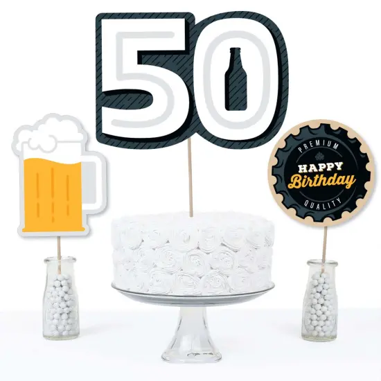 Big Dot of Happiness Cheers and Beers to 50 Years - 50th Birthday Party Centerpiece Sticks - Table Toppers - Set of 15 {4}