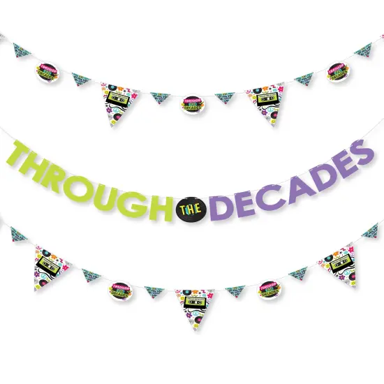 Big Dot of Happiness Through the Decades Party Letter Banner Decoration 36 Banner Cutouts and Through the Decades Banner Letters {1}
