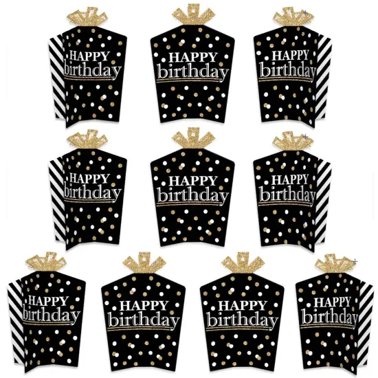 Big Dot of Happiness Adult Happy Birthday - Gold - Table Decorations - Birthday Party Fold and Flare Centerpieces - 10 Count {1}