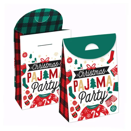 Big Dot of Happiness Christmas Pajamas - Holiday Plaid PJ Gift Favor Bag - Party Goodie Boxes - Set of 12 {1}