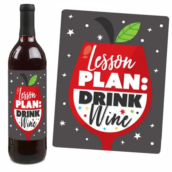 Big Dot of Happiness Teacher Retirement - Happy Retirement Party Decorations for Women and Men - Wine Bottle Label Stickers - Set of 4 {7}