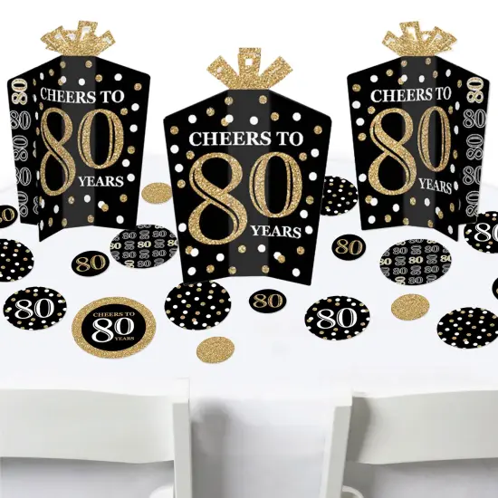 Big Dot of Happiness Adult 80th Birthday - Gold - Birthday Party Decor and Confetti - Terrific Table Centerpiece Kit - Set of 30 {1}