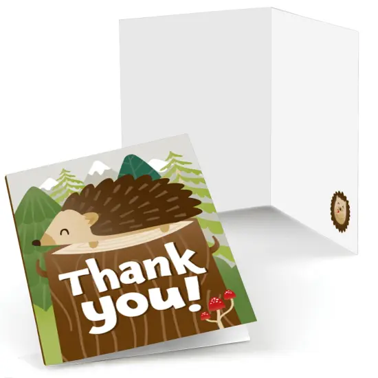 Big Dot of Happiness Forest Hedgehogs - Woodland Birthday Party or Baby Shower Thank You Cards (8 count) {1}
